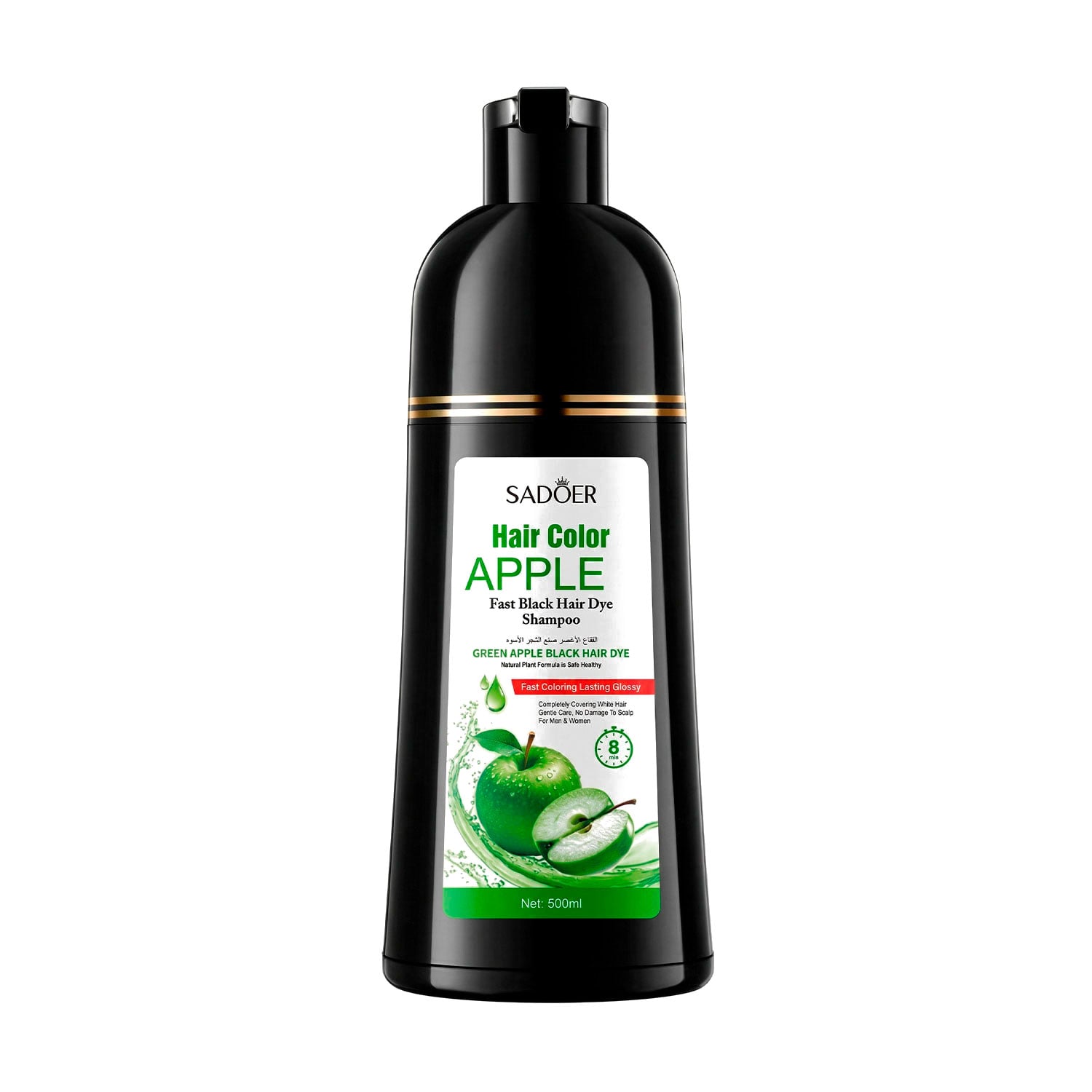 Фарбувальний шампунь для волосся Sadoer Hair Color Apple Fast Black Hair Dye, Natural Black, 500 мл